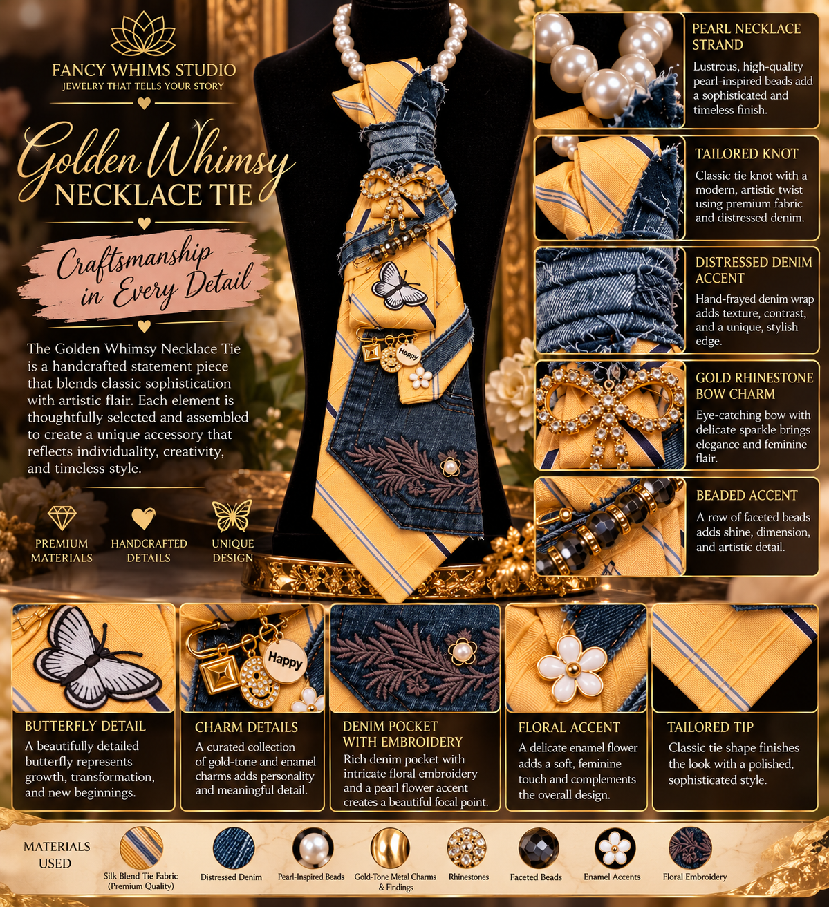 Golden Whimsy Necklace Tie