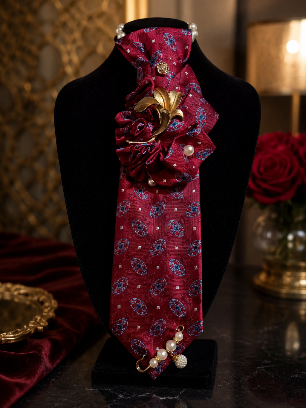 Satin Rose Necklace Tie