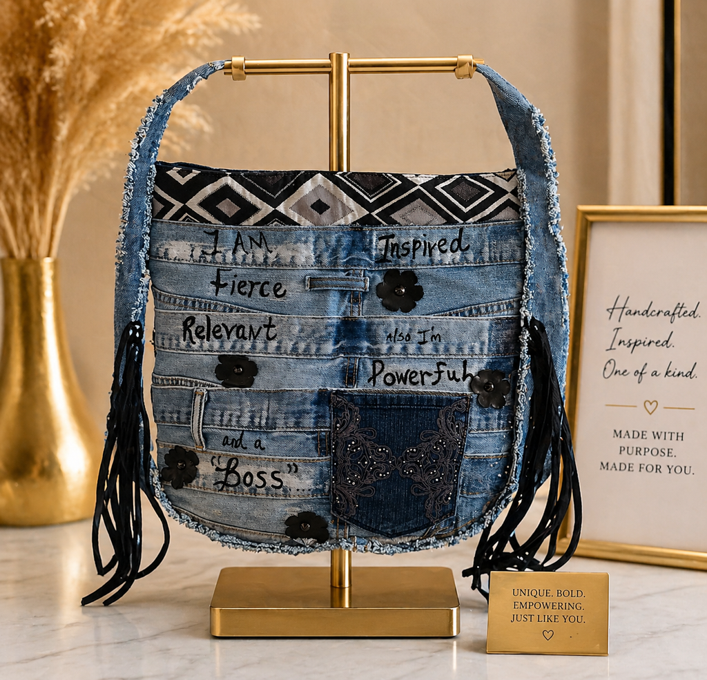 I AM Fierce Denim Purse