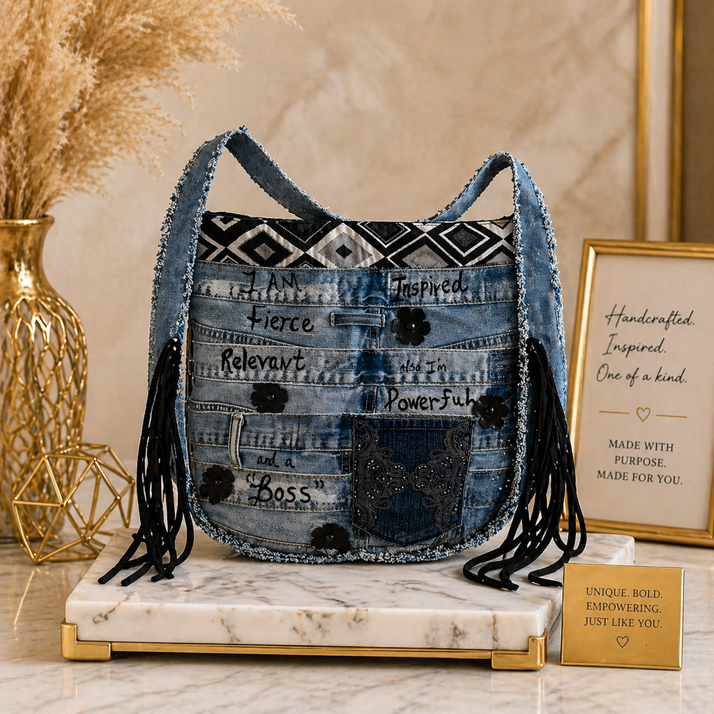 I AM Fierce Denim Purse