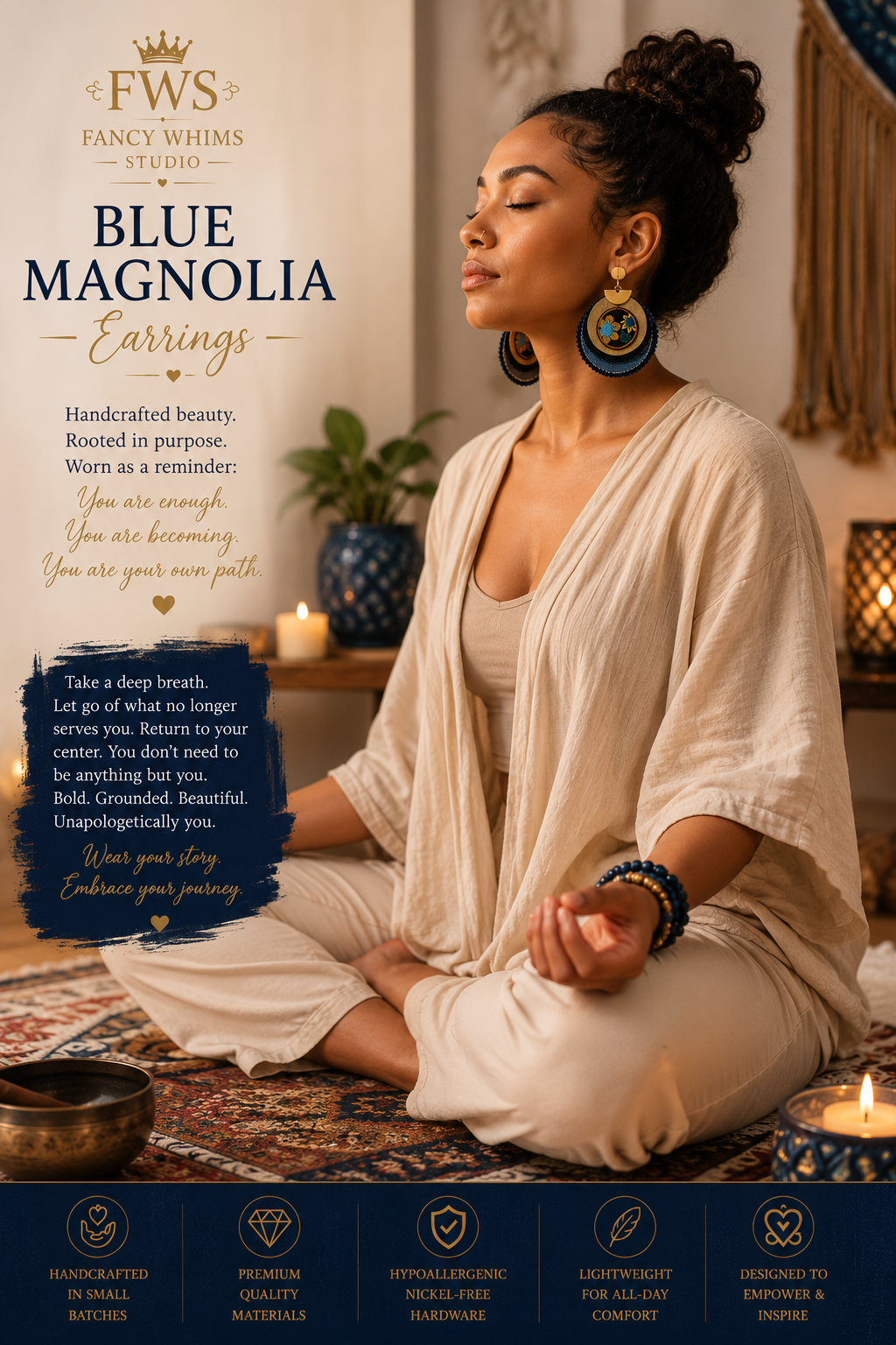 Blue Magnolia Earrings