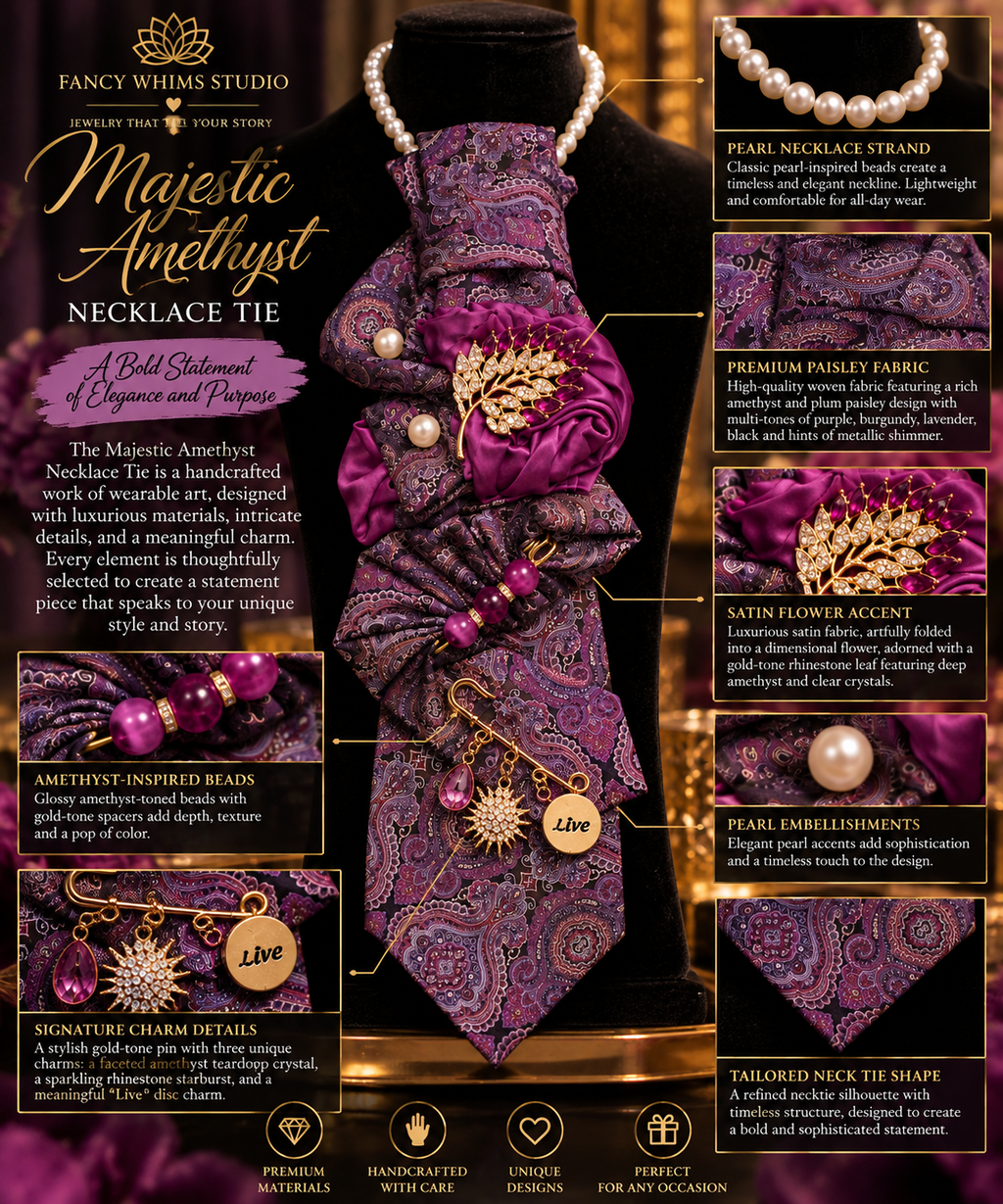 Majestic Amethyst Necklace Tie