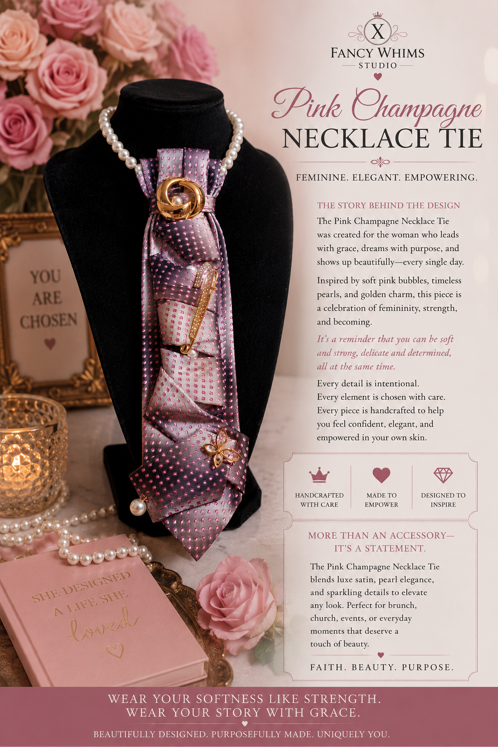 Pink Champagne Necklace Tie