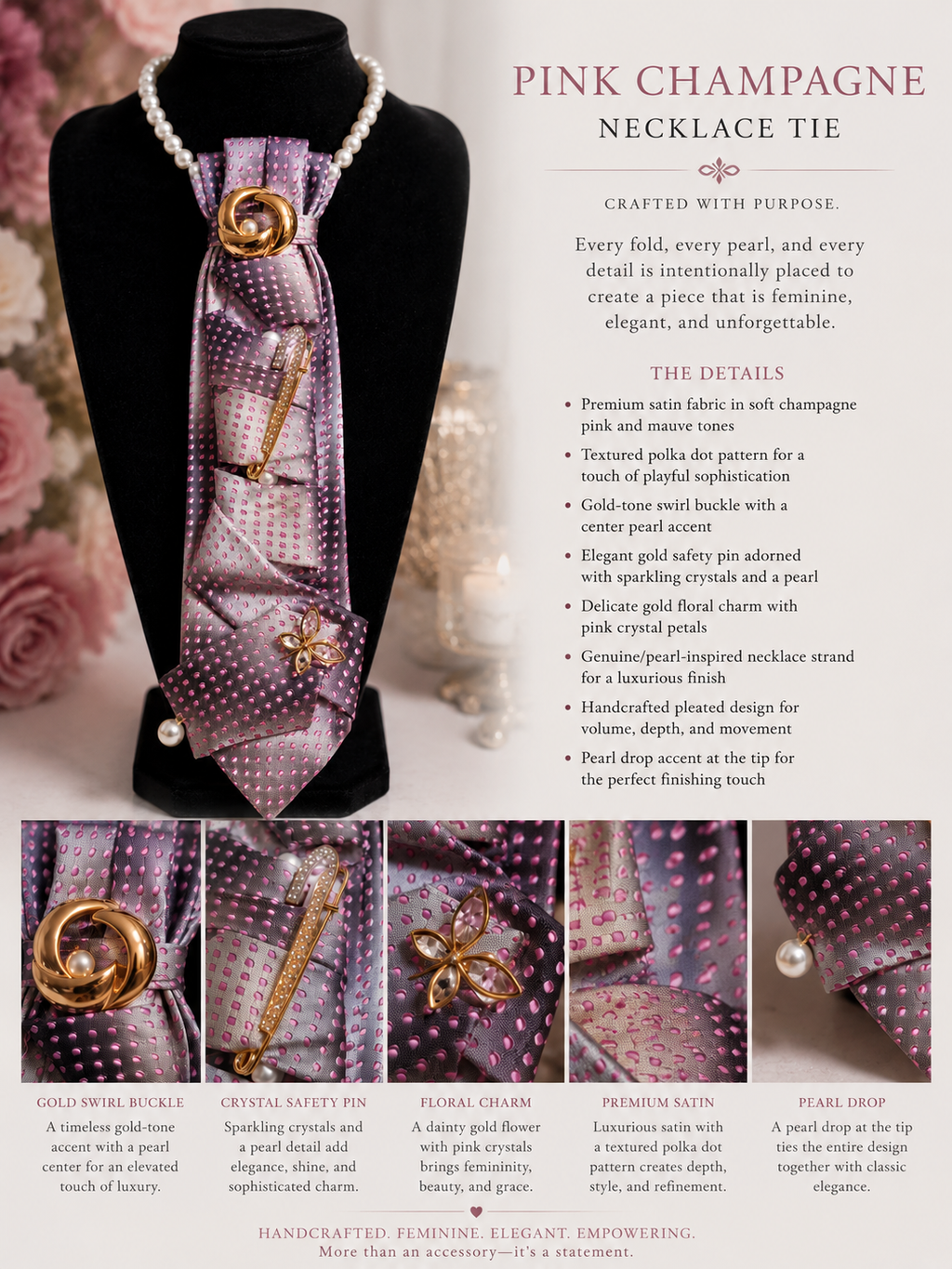 Pink Champagne Necklace Tie