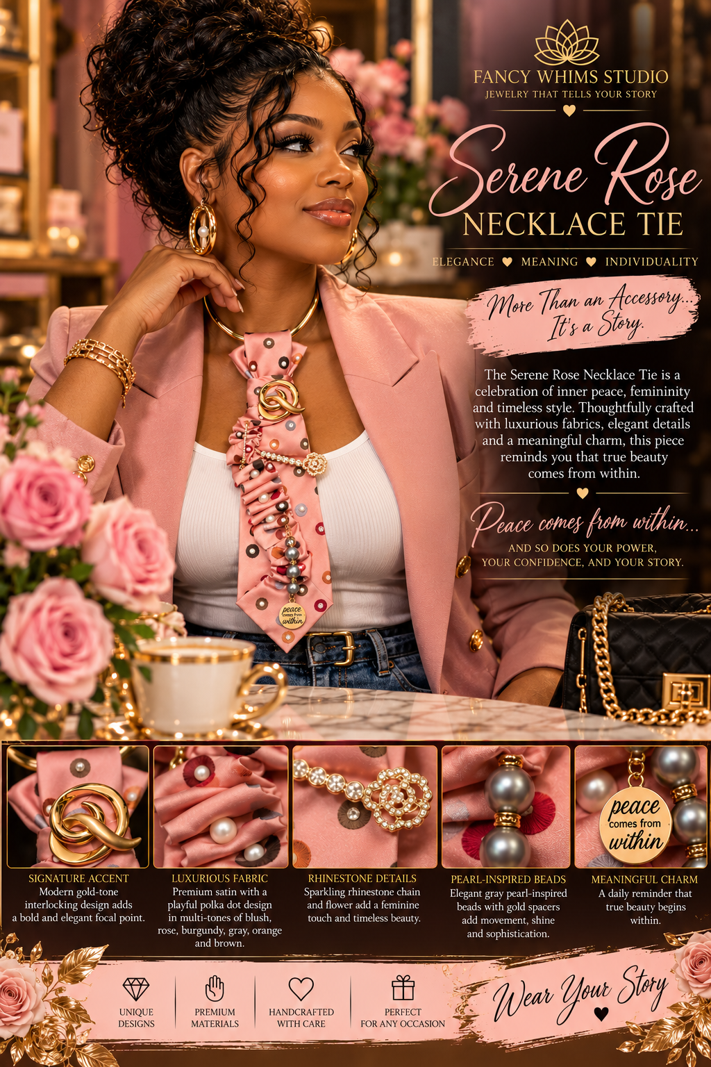 Serene Rose Necklace Tie