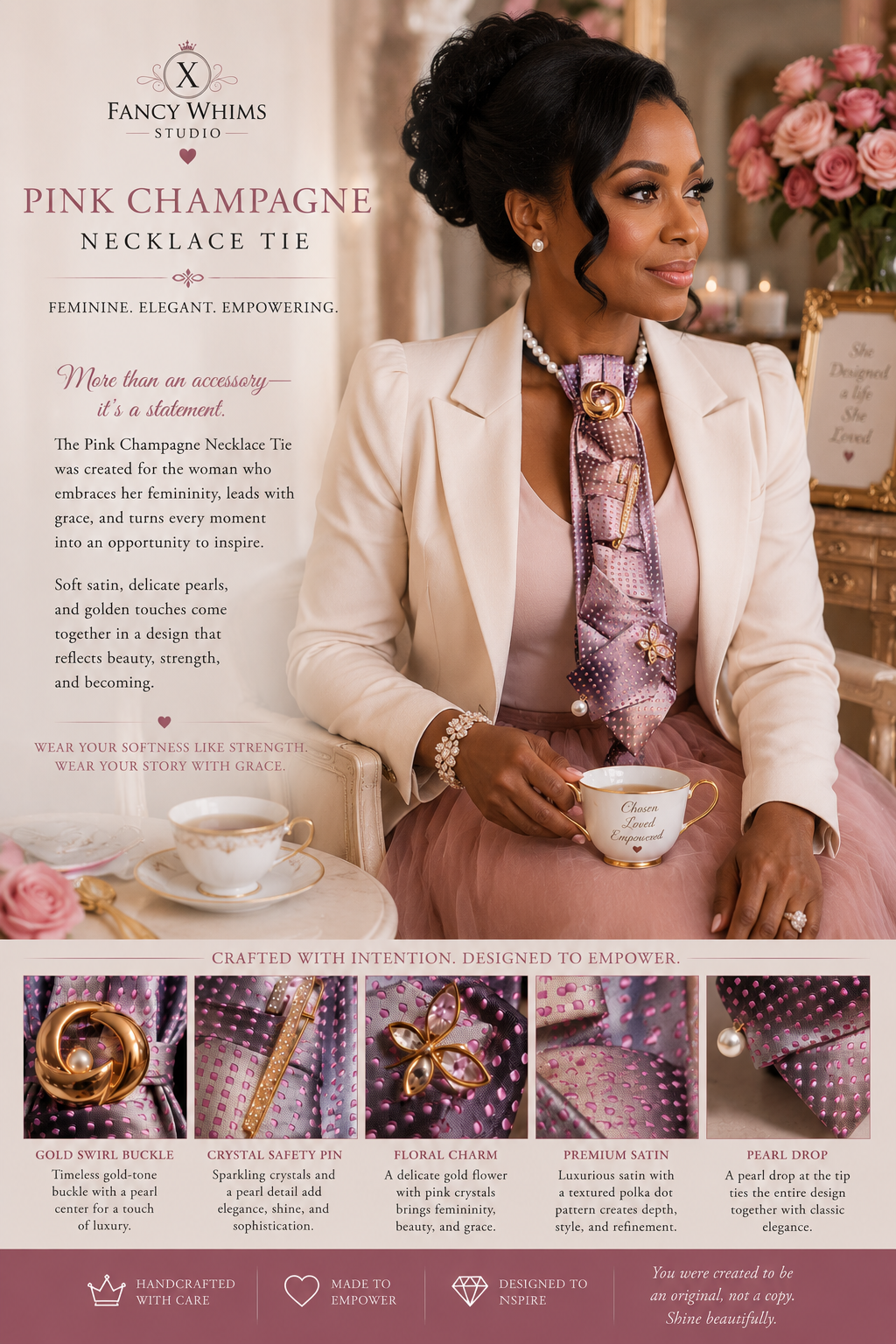 Pink Champagne Necklace Tie