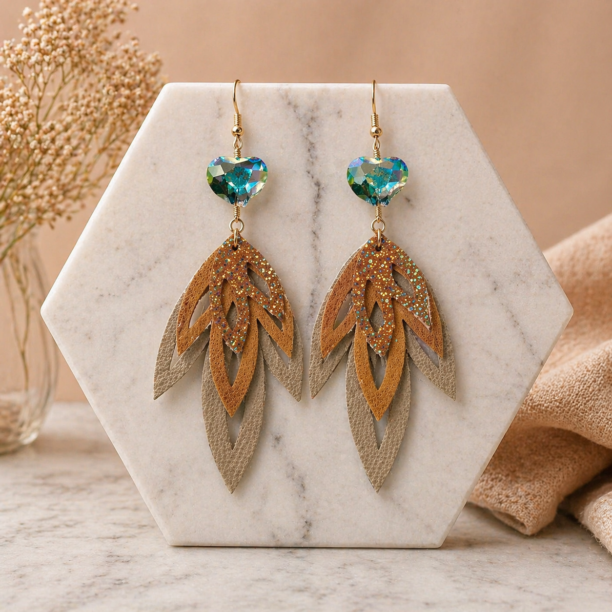 Golden Glow Heart Earrings