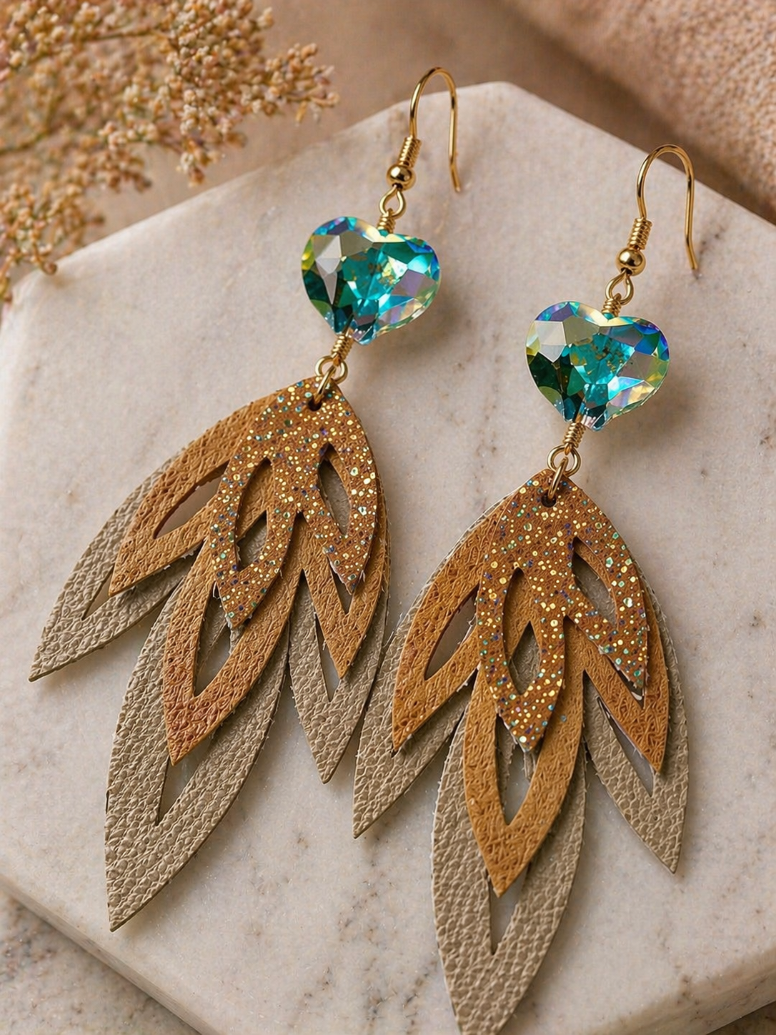 Golden Glow Heart Earrings