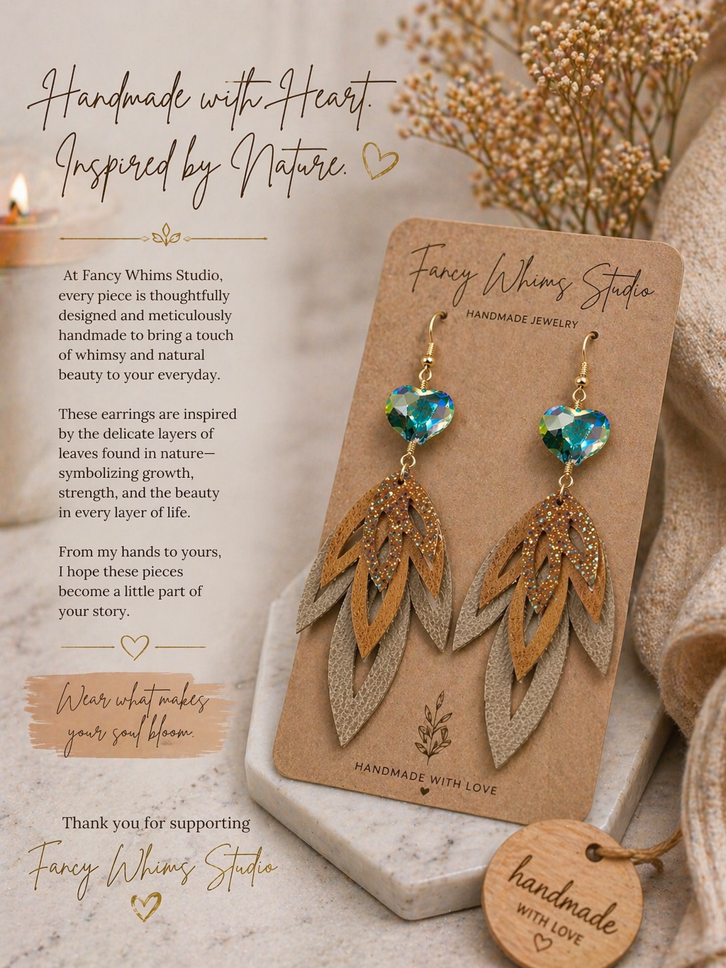 Golden Glow Heart Earrings