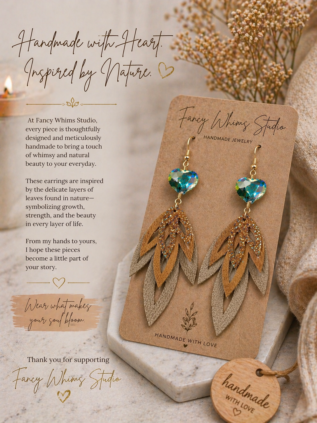 Golden Glow Heart Earrings