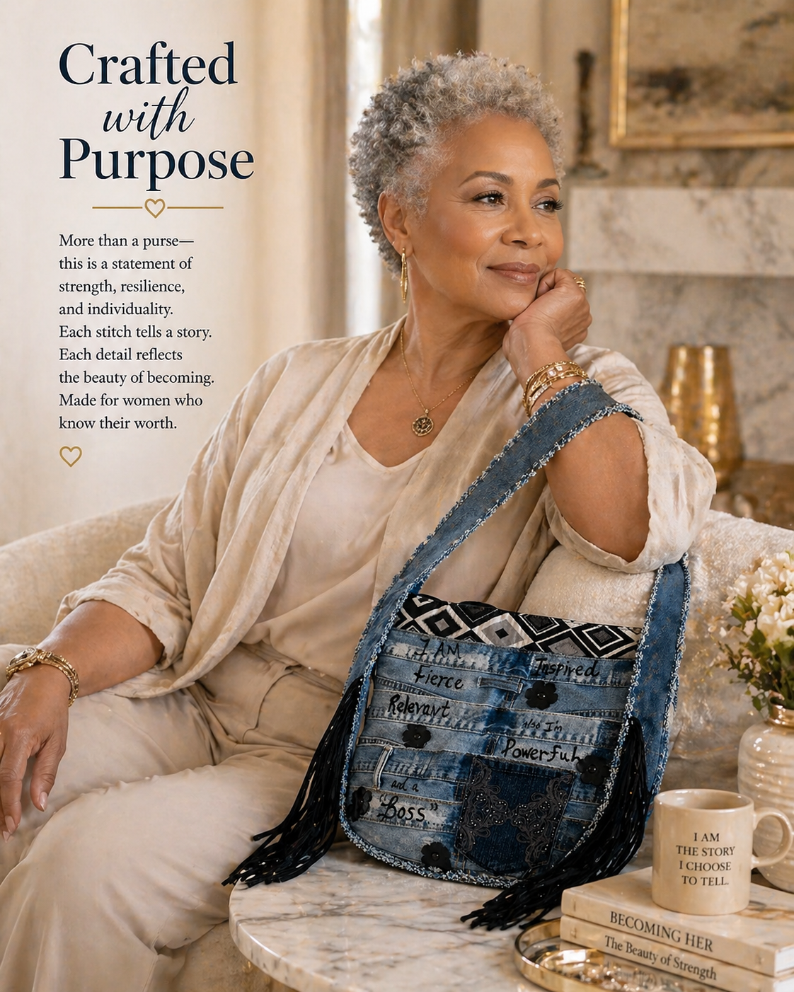 I AM Fierce Denim Purse