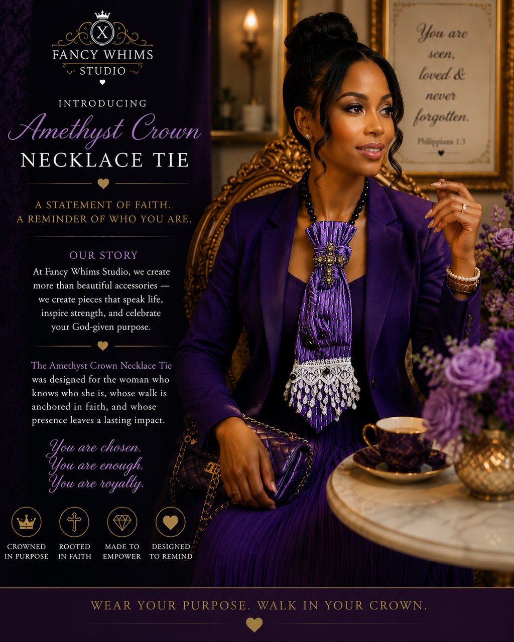 Amethyst Crown Necklace Tie