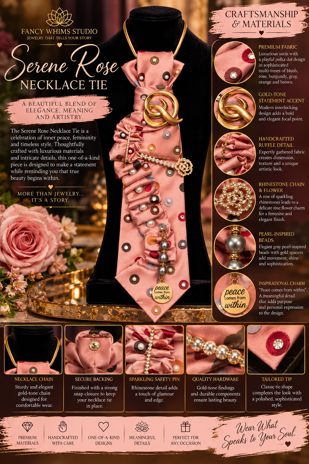 Serene Rose Necklace Tie