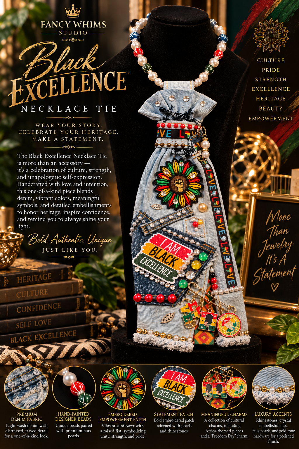 Black Excellence Necklace Tie