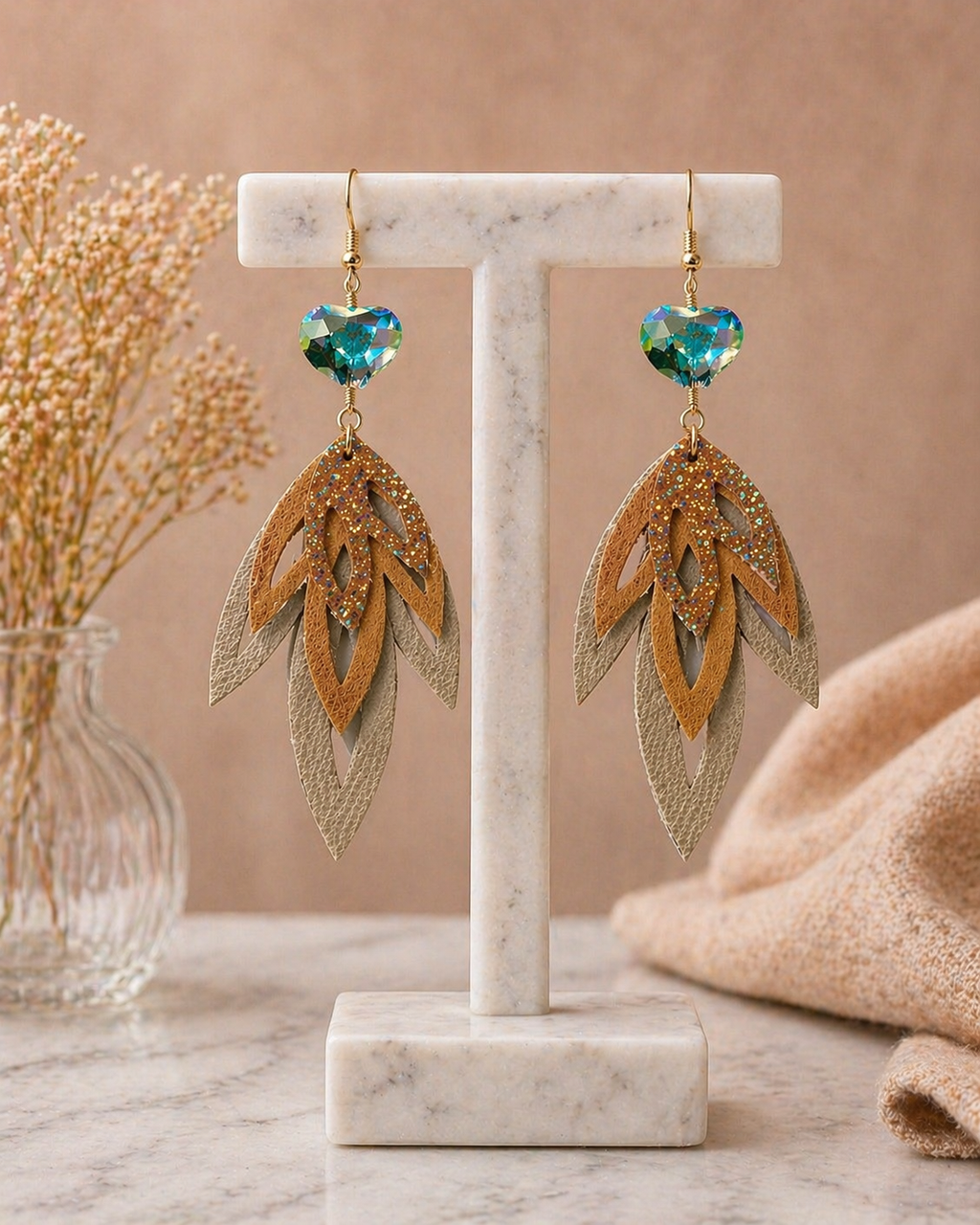 Golden Glow Heart Earrings