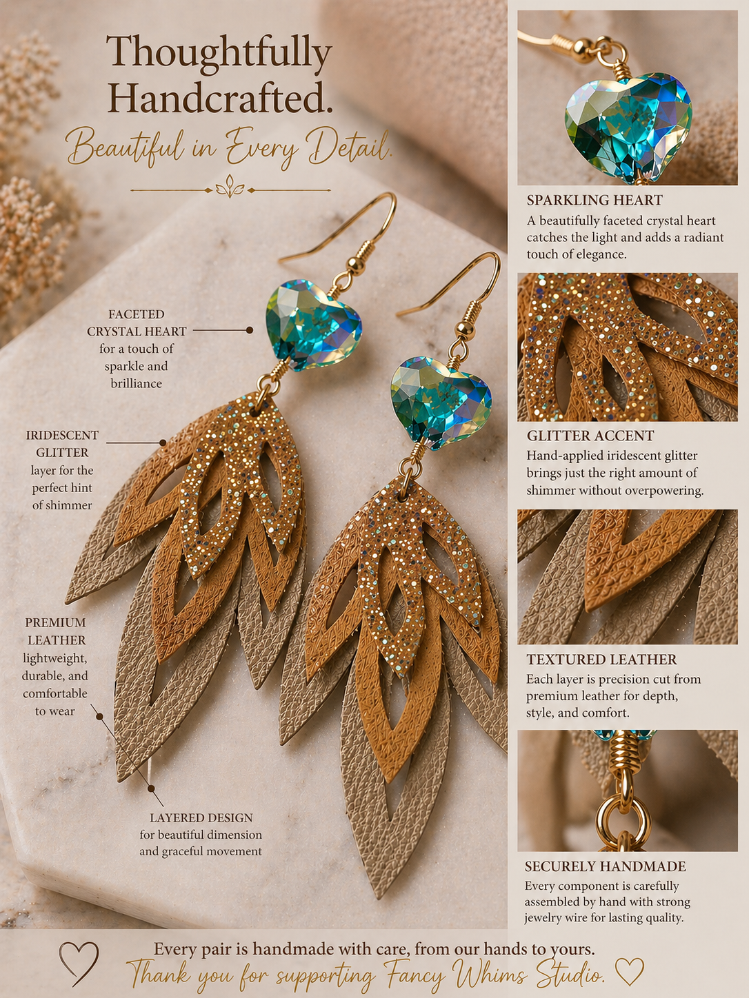 Golden Glow Heart Earrings